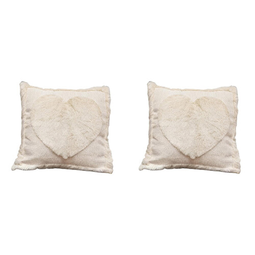 Fodere per cuscini a forma di cuore, set da 2 pezzi, 45x45 cm, in morbido peluche.
