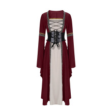 Gothic-Bustierkleid für Damen mit eckigem Ausschnitt, langen Ärmeln und Spitze