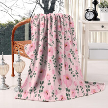 Plaid vintage Ă motif floral rose et pivoine, 127 x 152 cm