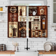 Rideaux de cuisine style ferme, café, latte vintage, 91 cm (36 pouces), 2