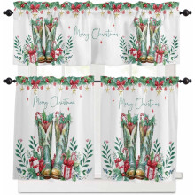 Ensemble de rideaux de cuisine de Noël style ferme 3 pièces 24
