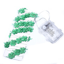 Lichterkette zum St. Patrick's Day, grünes vierblättriges Kleeblatt, 4,9 m