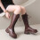 Women's Knee-High Gothic Lace-Up Boots Brown Size 7 5