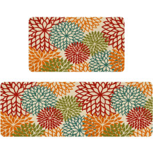 Ensemble de 2 tapis de cuisine bohèmes à motifs floraux tropicaux et botaniques
