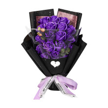 Bouquet de roses rouges préservées, naturelles et longue durée, 12 tiges