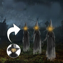 Décorations d'Halloween Sorcière Ensemble de 3 pour l'extérieur Visage lumineux