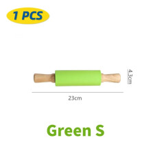 Rouleau à pâtisserie en silicone antiadhésif avec manche en bois (1 pièce)