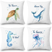 Housses de coussin Océan pour enfants, lot de 4, 45 x 45 cm