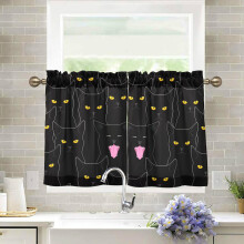 Rideaux de cuisine Black Cat style ferme 27 x 24 pouces 2