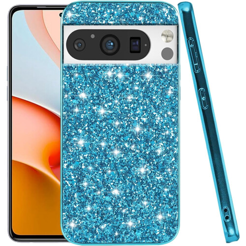 Glittrigt stötsäkert fodral till Google Pixel8, blått