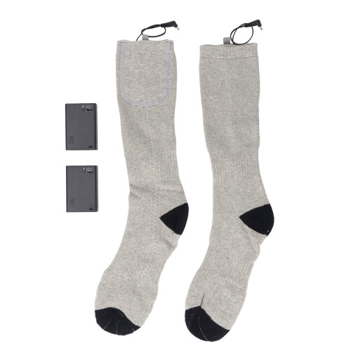 Chaussettes chauffantes rechargeables en coton gris, taille unique