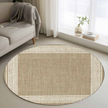 Tapis rond vintage marron clair 90 cm, motif Grèce