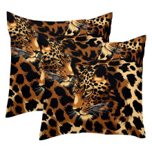 Ensemble de 2 housses de coussin à motif léopard 40 x 40 cm