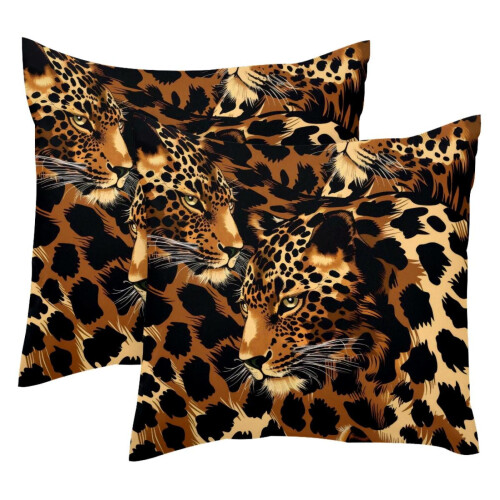 Ensemble de 2 housses de coussin à motif léopard 40 x 40 cm