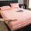 Ensemble de draps complets en velours peluche et micro-polaire rose 1