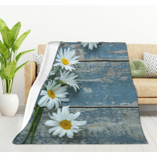 Couverture légère en peluche à motif marguerite, 127 x 152 cm