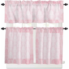 Rideaux de cuisine fleuris à œillets, 91 cm (36 pouces), rose bohème, style bohème