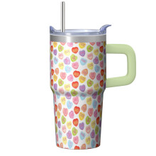 Gobelet isotherme en forme de cœur pour la Saint-Valentin, 590 ml, avec couvercle à paille
