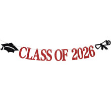Bannière de remise de diplômes promotion 2026, paillettes noires et rouges