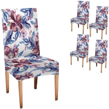 Set di 4 coprisedie viola con motivo floreale per sala da pranzo