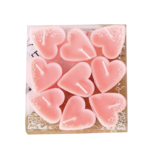 Hjärtformade teljus med sojavax, 9-pack