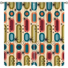 Tende per finestre in stile Mid-Century, design retrò quadrato, 2 pannelli
