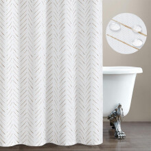 Tenda da doccia impermeabile in twill a zig-zag color tortora, 70x72 pollici