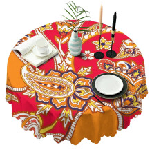 Rond tafelkleed met paisley-patroon, 152 cm, vintage bloemenprint