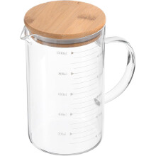 Tasse à mesurer en verre avec couvercle, bec verseur et poignée isolante
