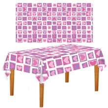 Nappe de Saint-Valentin rouge et rose à cœurs, 137 x 274 cm