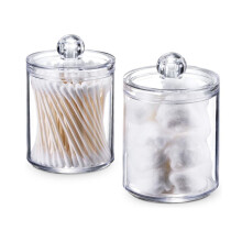 Pot distributeur transparent pour boules de coton et cotons-tiges