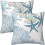Fodere per cuscini da spiaggia costiera, set da 2 pezzi, 18x18 cm, conchiglie marine 1