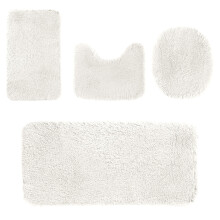 Ensemble de tapis de salle de bain blancs doux et antidérapants à poils longs, 4 pièces