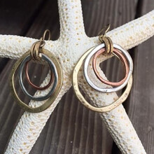 Zilveren Boheemse oorbellen met drie cirkels voor dames