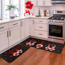 Set di tappeti da cucina antiscivolo per San Valentino, 2 pezzi: 17x47,2 + 17x30 pollici.