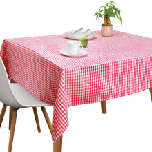 Tovaglia in cotone a quadretti rossi, 60x120 pollici