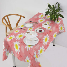 Nappe à marguerites roses, style rustique, 152 x 305 cm