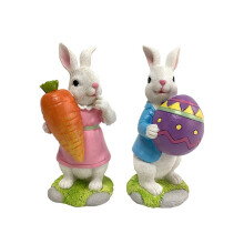 Figurines de lapins de Pâques - Décoration printanière pour la maison (2 pièces)