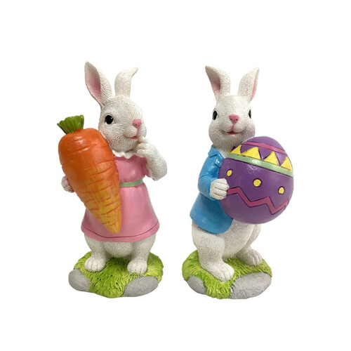 Osterhasenfiguren, Frühlingsdeko, 2 Stück