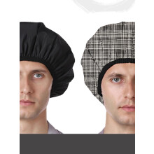 Bonnet de douche pour homme, réutilisable et imperméable, à carreaux noirs