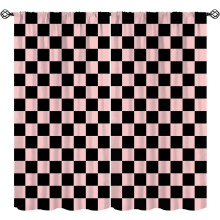 Rideaux thermiques vintage Ă carreaux roses et noirs (2 panneaux)