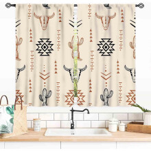 Tende da camera da letto in stile western con stampa rustica di mucche, 27,5 x 36 pollici.
