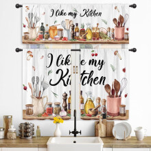 Ensemble de rideaux de cuisine style ferme rétro avec cantonnières 91 cm (36 pouces)