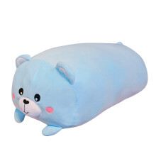Coussin en peluche chat bleu clair, doux et allongé, 20 x 15 x 8 cm