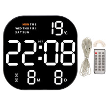 Horloge numérique LED avec écran HD, affichage de la température et de l'humidité