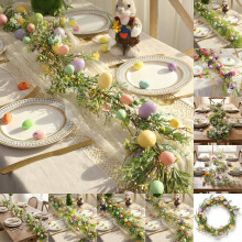 Guirlande de Pâques avec branches et feuilles printanières, 1,7 m