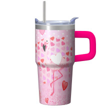 Tasse à café de voyage pour la Saint-Valentin avec couvercle à paille, 590 ml (20 oz).