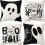 Set di 4 federe per cuscini Halloween Boo, 45x45 cm, in lino 1