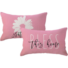 Housse de coussin lombaire à motif marguerite rose, 30 x 50 cm, fleurs printanières