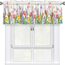 Cantonnière à motif tulipe violette 54 x 18 pouces, passe-tringle